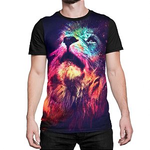 Camiseta Leão Abstrato Psicodelico