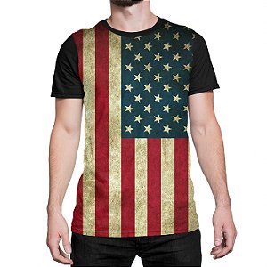 Camiseta Bandeira Estados Unidos EUA rustica