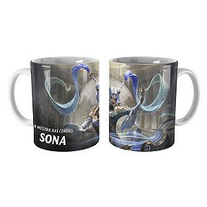 Caneca Sona Jornada Imortal de Prestígio League of Legends