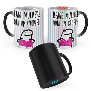 Caneca Mágica Flork Reage Mulher Bota um Cropped
