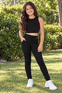 Calça Fusô Bolso Lateral Fitness Infantil Menina