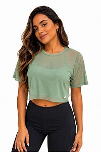 Blusa Fitness Feminina Cropped Tule