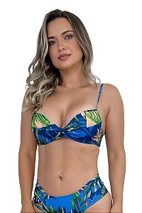 Top de Biquini Avulso Meia Taça Bojo Floral Blue