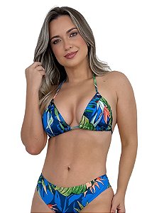 Top de Biquini Avulso Cortininha Floral Blue