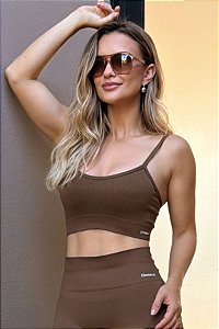 Top Seamless Alça Fina Canelado