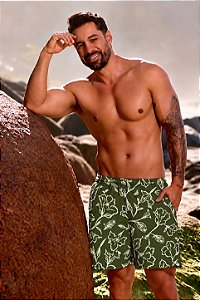 Short Masculino Tactel Bolso Zíper Nature Green