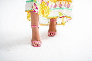 Sandália Salto Bloco Santorine Azaleia Pink
