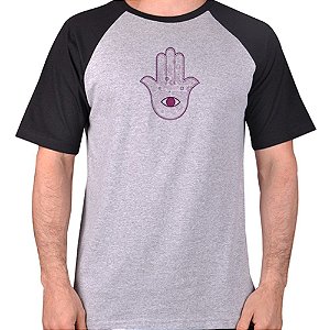 CAMISETA MESCLA CINZA COM MANGA PRETA NERDERIA e LOJARIA hamsa3 CINZA