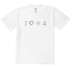 Camiseta Infantil Nerderia e Lojaria i love house music BRANCA