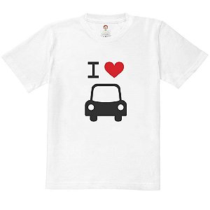 Camiseta Infantil Nerderia e Lojaria i love cars BRANCA
