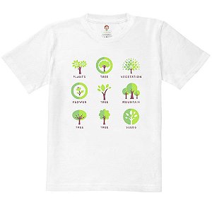 Camiseta Infantil Nerderia e Lojaria arvores BRANCA