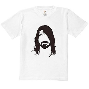 Camiseta Infantil Nerderia e Lojaria Dave Grohl minimalista BRANCA