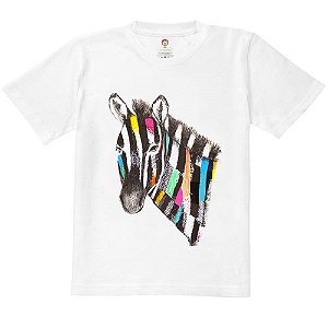 Camiseta Infantil Nerderia e Lojaria desenho zebra BRANCA