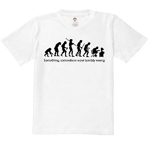 Camiseta Infantil Nerderia e Lojaria evolucao geek BRANCA