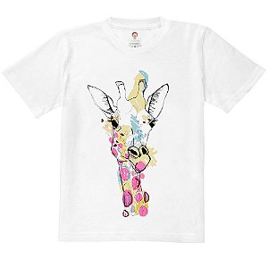 Camiseta Infantil Nerderia e Lojaria girafa desenho BRANCA