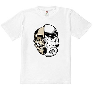 Camiseta Infantil Nerderia e Lojaria tormtrooper caveira BRANCA