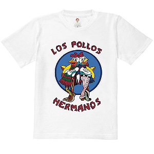 Camiseta Infantil Nerderia e Lojaria los pollos hermanos BRANCA