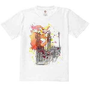 Camiseta Infantil Nerderia e Lojaria london paint BRANCA