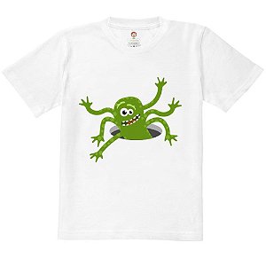 Camiseta Infantil Nerderia e Lojaria monstro do buraco BRANCA