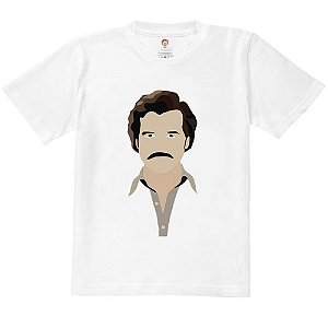 Camiseta Infantil Nerderia e Lojaria pablo escobar BRANCA