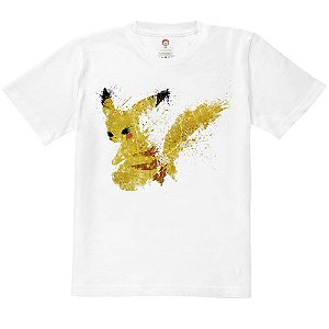 Camiseta Infantil Nerderia e Lojaria pikachu splash BRANCA