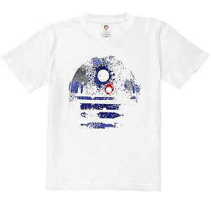 Camiseta Infantil Nerderia e Lojaria r2d2 splash BRANCA