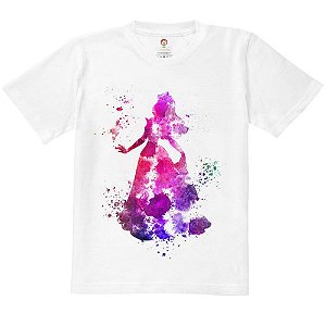 Camiseta Infantil Nerderia e Lojaria princesa splash rosa BRANCA