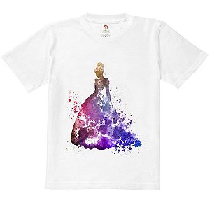 Camiseta Infantil Nerderia e Lojaria princesa splash fashion BRANCA