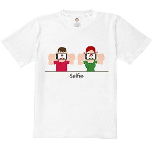 Camiseta Infantil Nerderia e Lojaria selfie BRANCA