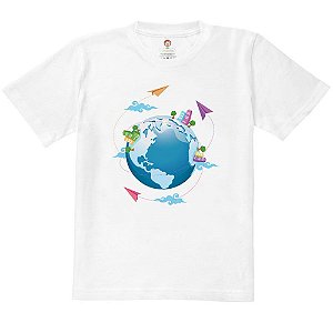 Camiseta Infantil Nerderia e Lojaria terra BRANCA