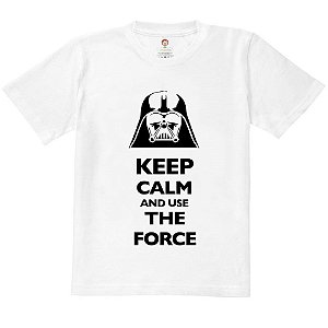 Camiseta Infantil Nerderia e Lojaria vader keep calm BRANCA