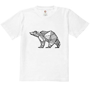 Camiseta Infantil Nerderia e Lojaria urso geometrico BRANCA