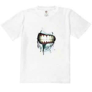 Camiseta Infantil Nerderia e Lojaria zumbi dentes BRANCA