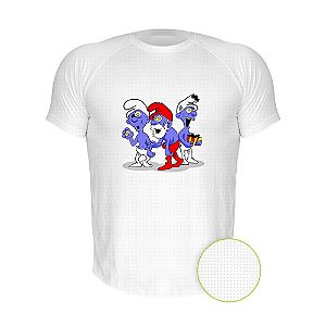 Camiseta AIR Nerderia e Lojaria smurfs zumbis branca