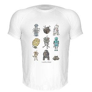 Camiseta Slim Nerderia e Lojaria robots desenho Branca