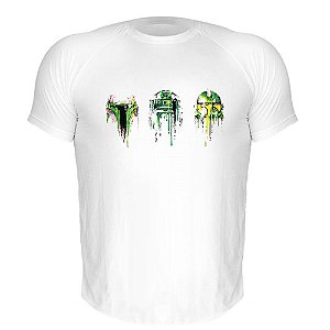 Camiseta Slim Nerderia e Lojaria green robots Branca
