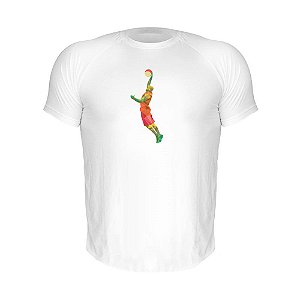 Camiseta Slim Nerderia e Lojaria basquete geometrico 2 Branca