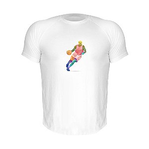 Camiseta Slim Nerderia e Lojaria basquete geometrico Branca