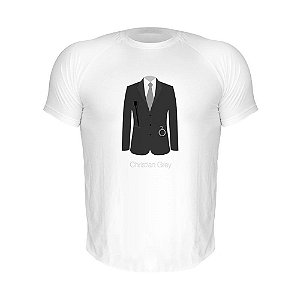 Camiseta Slim Nerderia e Lojaria christian grey Branca