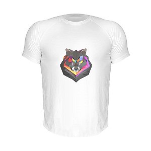 Camiseta Slim Nerderia e Lojaria lobo geometrico Branca