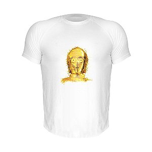 Camiseta Slim Nerderia e Lojaria star wars c3po Branca