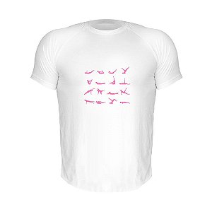 Camiseta Slim Nerderia e Lojaria yoga posicoes Branca