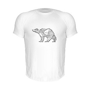 Camiseta Slim Nerderia e Lojaria urso geometrico Branca