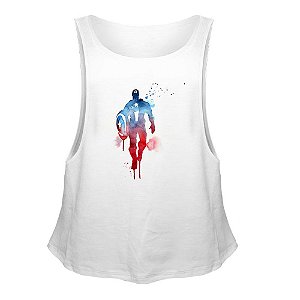 Camiseta Regata Nerderia e Lojaria capitao america paint Branca