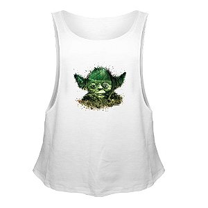 Camiseta Regata Nerderia e Lojaria star wars mestre yoda Branca