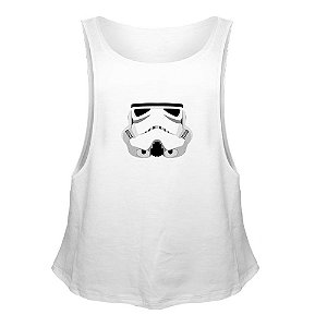 Camiseta Regata Nerderia e Lojaria stormtrooper minimalista Branca