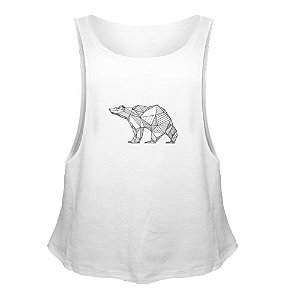 Camiseta Regata Nerderia e Lojaria urso geometrico Branca