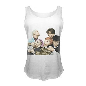 Camiseta Regata Nerderia e Lojaria kpop big bang coreanos Branca