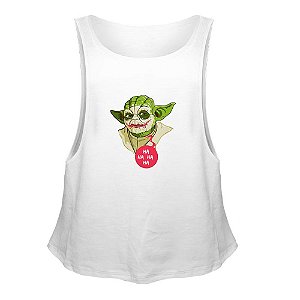 Camiseta Regata Nerderia e Lojaria yoda coringa Branca