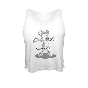 Cropped Nerderia e Lojaria mickey geometrico BRANCA